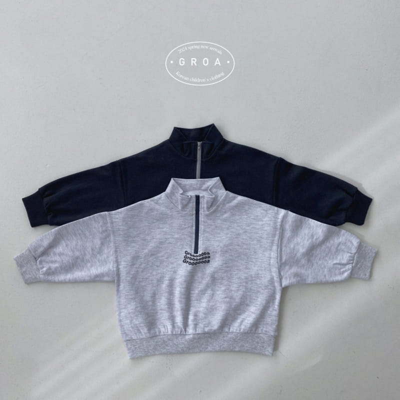 Groa - Korean Children Fashion - #childrensboutique - G Half Zip Up Sweatshirt