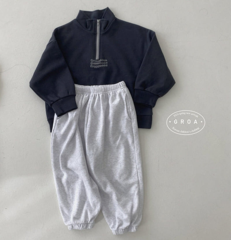 Groa - Korean Children Fashion - #discoveringself - G Half Zip Up Sweatshirt - 4
