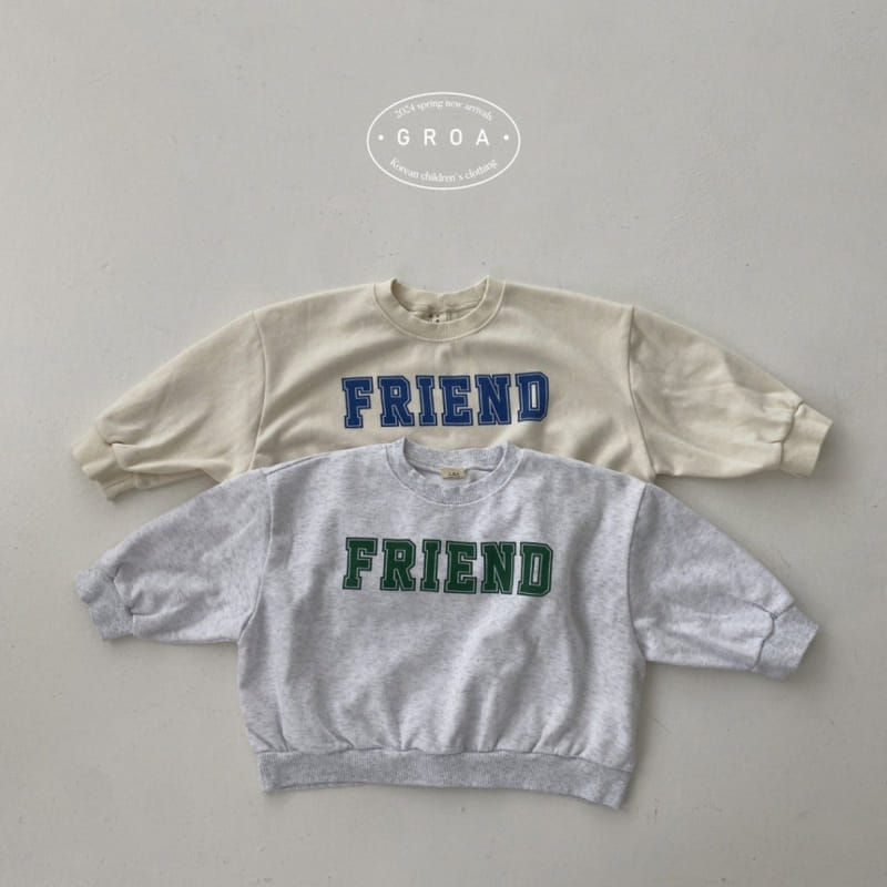 Groa - Korean Children Fashion - #toddlerclothing - Friend Sweatshirt