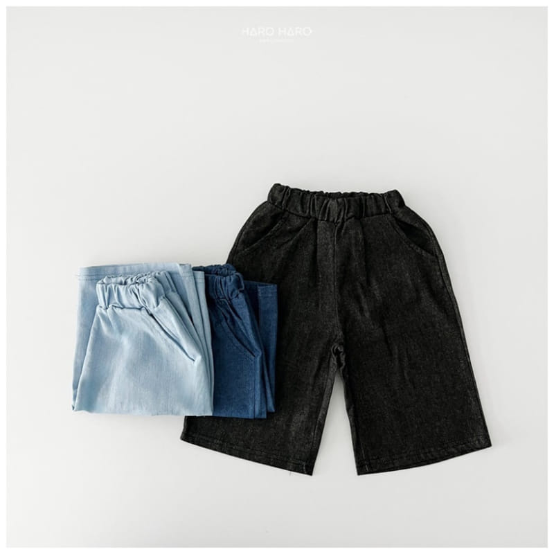 Haro Haro - Korean Children Fashion - #kidsstore - Denim Wide Cropped Shorts - 2