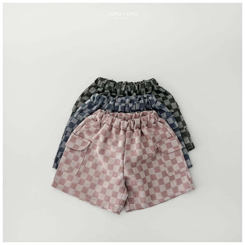 Haro Haro - Korean Children Fashion - #kidzfashiontrend - Check Denim Capri Shorts