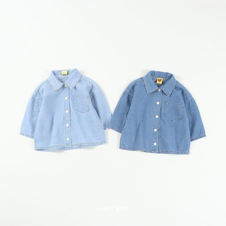 Heart Baby - Korean Children Fashion - #childofig - Washing Denim Shirt - 2