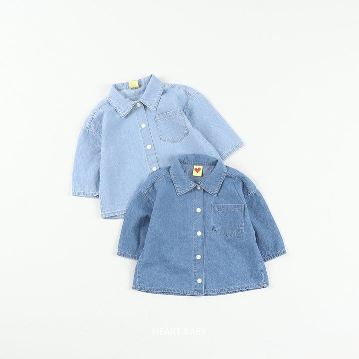 Heart Baby - Korean Children Fashion - #childofig - Washing Denim Shirt - 3