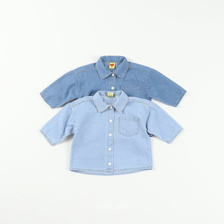 Heart Baby - Korean Children Fashion - #childofig - Washing Denim Shirt - 4