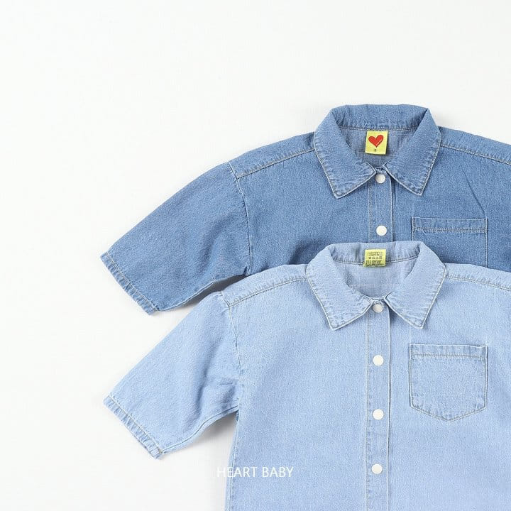 Heart Baby - Korean Children Fashion - #designkidswear - Washing Denim Shirt - 5