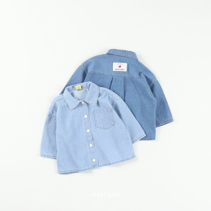 Heart Baby - Korean Children Fashion - #discoveringself - Washing Denim Shirt - 6