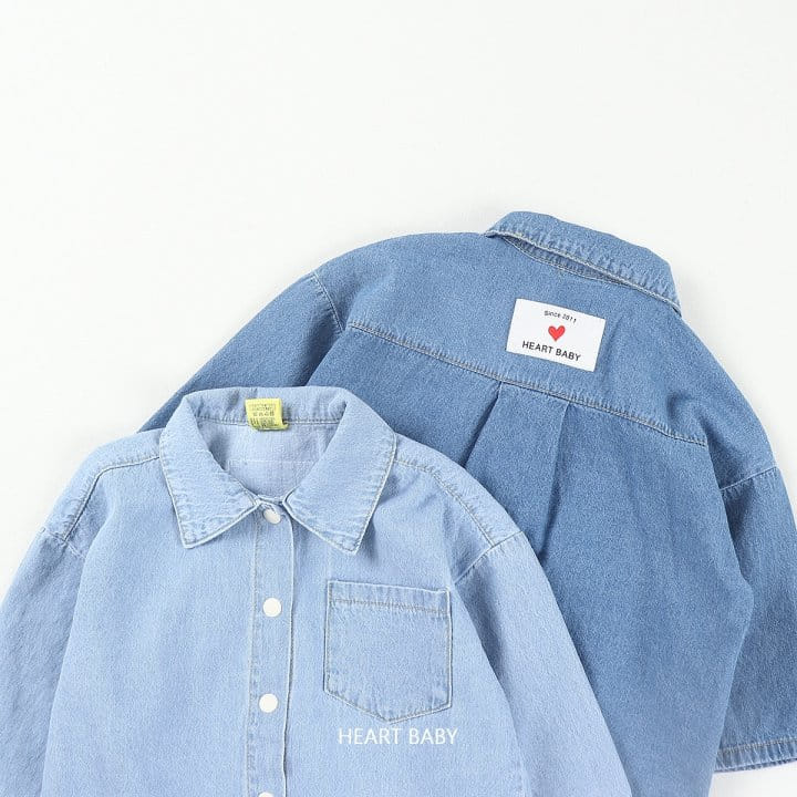Heart Baby - Korean Children Fashion - #fashionkids - Washing Denim Shirt - 7
