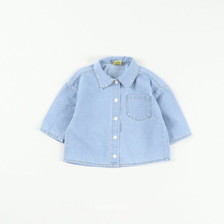 Heart Baby - Korean Children Fashion - #kidzfashiontrend - Washing Denim Shirt - 10