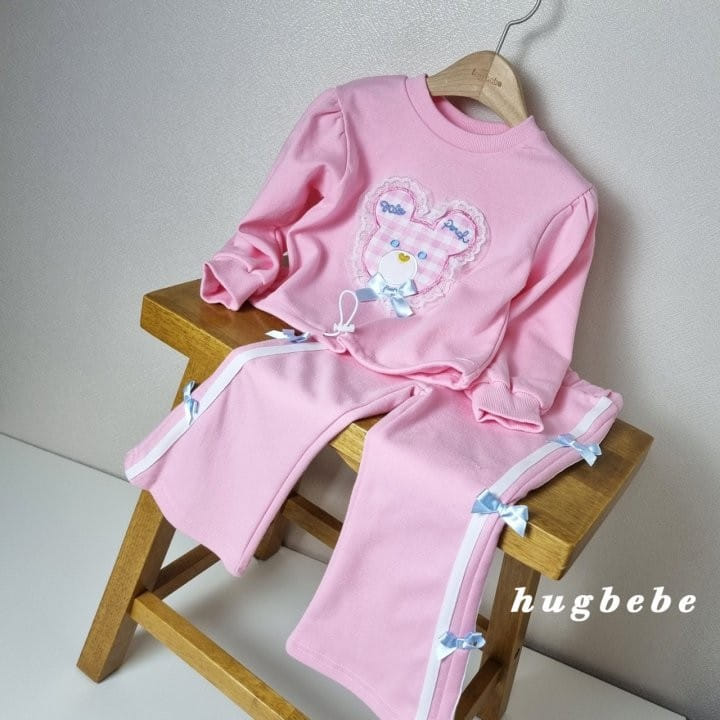 Hug Bebe - Korean Children Fashion - #fashionkids - Ribbon Bear Top Bottom Set - 4