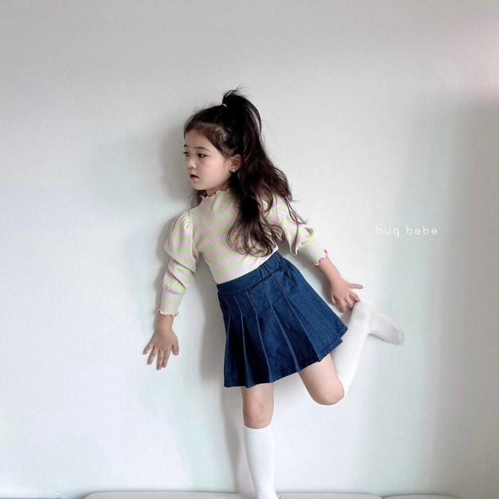 Hug Bebe - Korean Children Fashion - #kidsstore - Denim Pleats Skirt