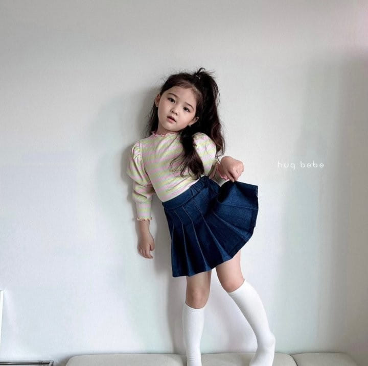 Hug Bebe - Korean Children Fashion - #kidzfashiontrend - Denim Pleats Skirt - 2
