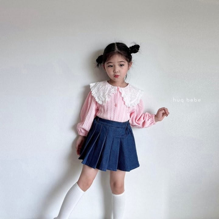 Hug Bebe - Korean Children Fashion - #todddlerfashion - Denim Pleats Skirt - 8