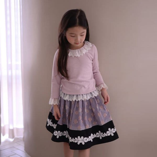Isis - Korean Children Fashion - #stylishchildhood - Lace Silket Tee