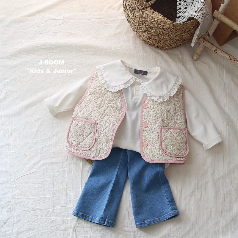 J-Room - Korean Children Fashion - #designkidswear - Flower Piping Vest - 6