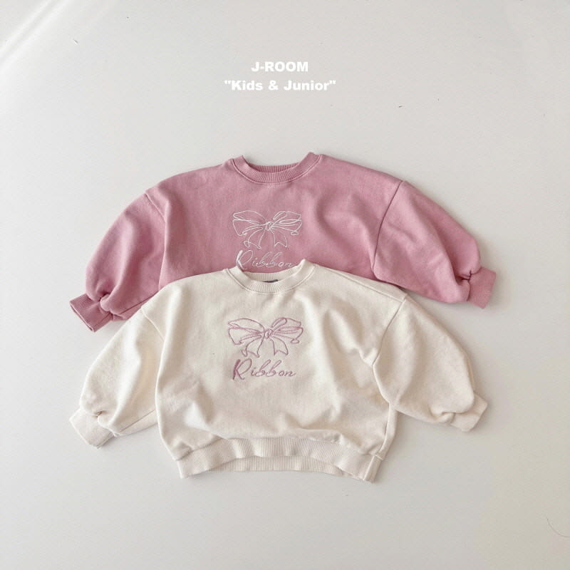 J-Room - Korean Children Fashion - #kidsshorts - Ribbon Embroidery Sweatshirt