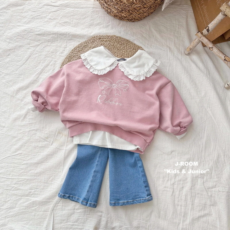 J-Room - Korean Children Fashion - #littlefashionista - Ribbon Embroidery Sweatshirt - 5