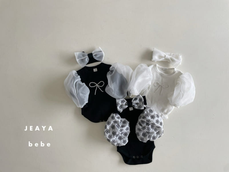 Jeaya & Mymi - Korean Baby Fashion - #babyboutique - Pearl Ribbon Body Suit Daisy Balloon Body Suit Set - 2