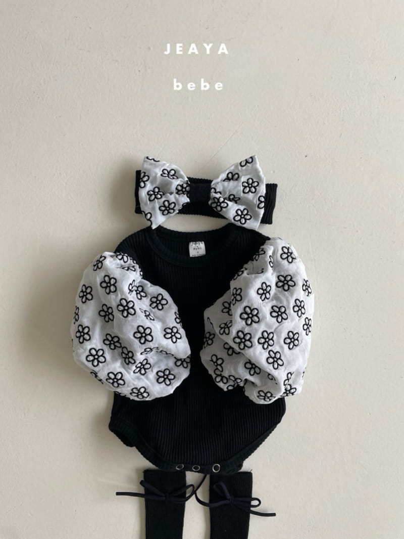 Jeaya & Mymi - Korean Baby Fashion - #babyboutique - Pearl Ribbon Body Suit Daisy Balloon Body Suit Set - 3