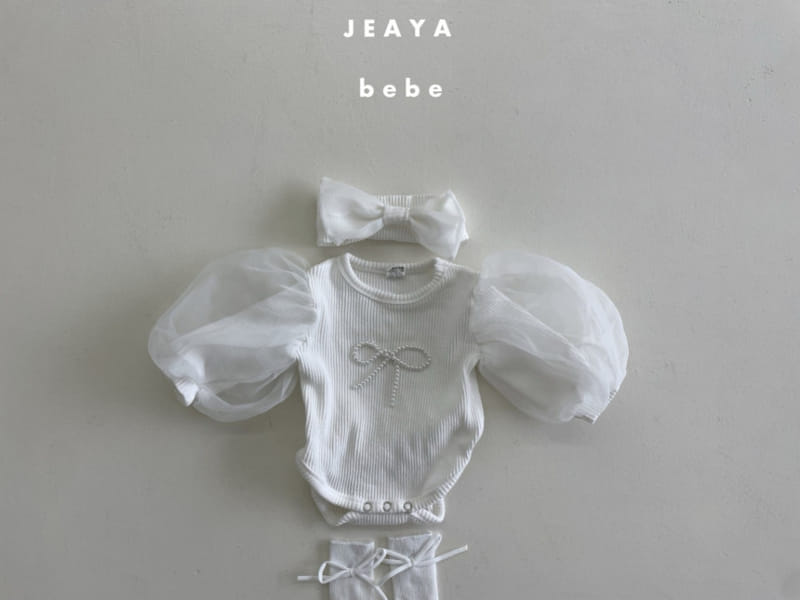 Jeaya & Mymi - Korean Baby Fashion - #babyboutique - Pearl Ribbon Body Suit Daisy Balloon Body Suit Set - 4