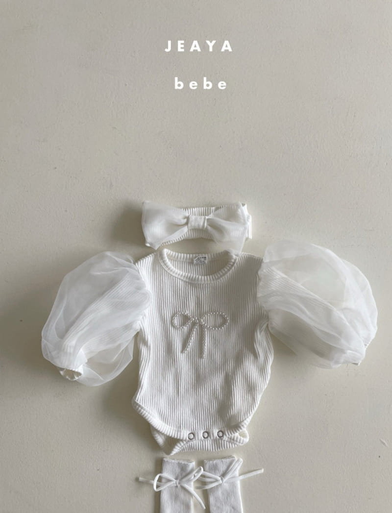 Jeaya & Mymi - Korean Baby Fashion - #babylifestyle - Pearl Ribbon Body Suit Daisy Balloon Body Suit Set - 9