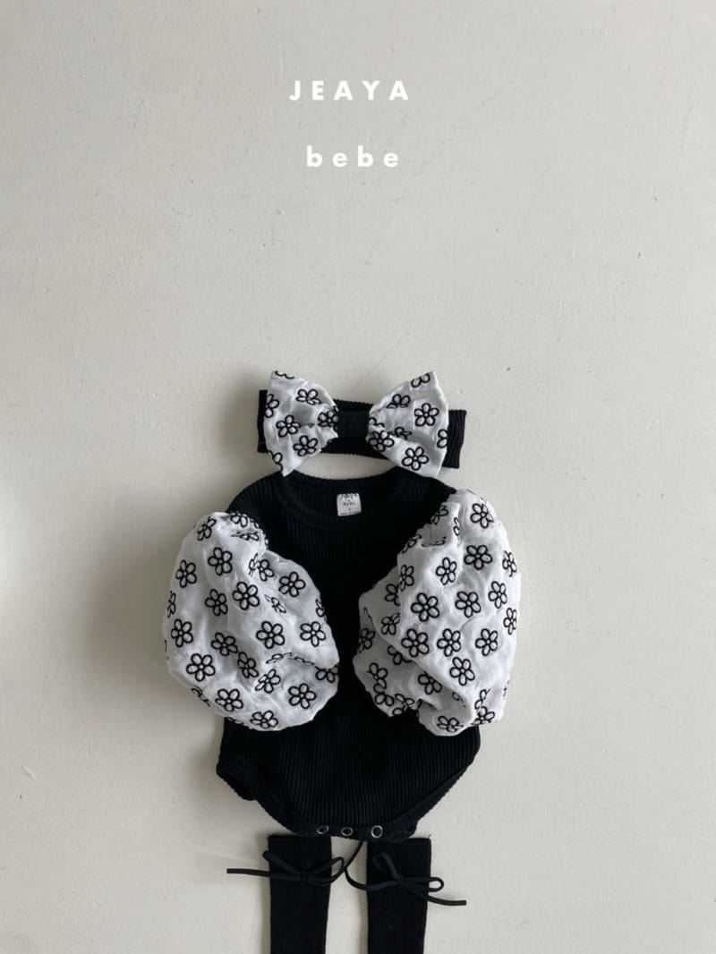 Jeaya & Mymi - Korean Baby Fashion - #babyootd - Pearl Ribbon Body Suit Daisy Balloon Body Suit Set - 11