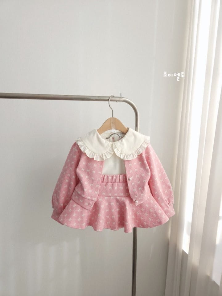 Joyello - Korean Children Fashion - #childrensboutique - Ribbon Cardigan Top Bottom Set - 4