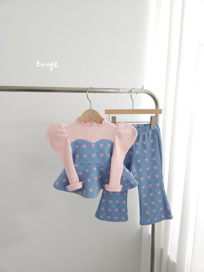Joyello - Korean Children Fashion - #toddlerclothing - Love Argyle Top Bottom Set - 2