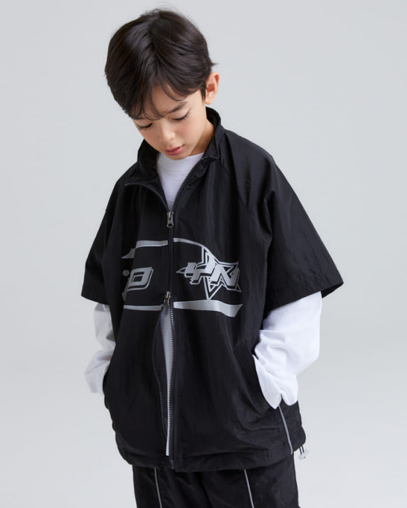 Kokoyarn - Korean Children Fashion - #kidzfashiontrend - Loco Piping Short Sleeve Zip Up - 2
