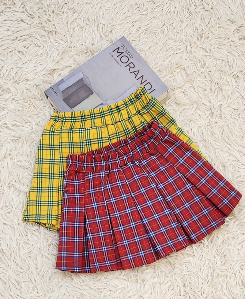 Lamp - Korean Children Fashion - #kidsshorts - Check Skirt