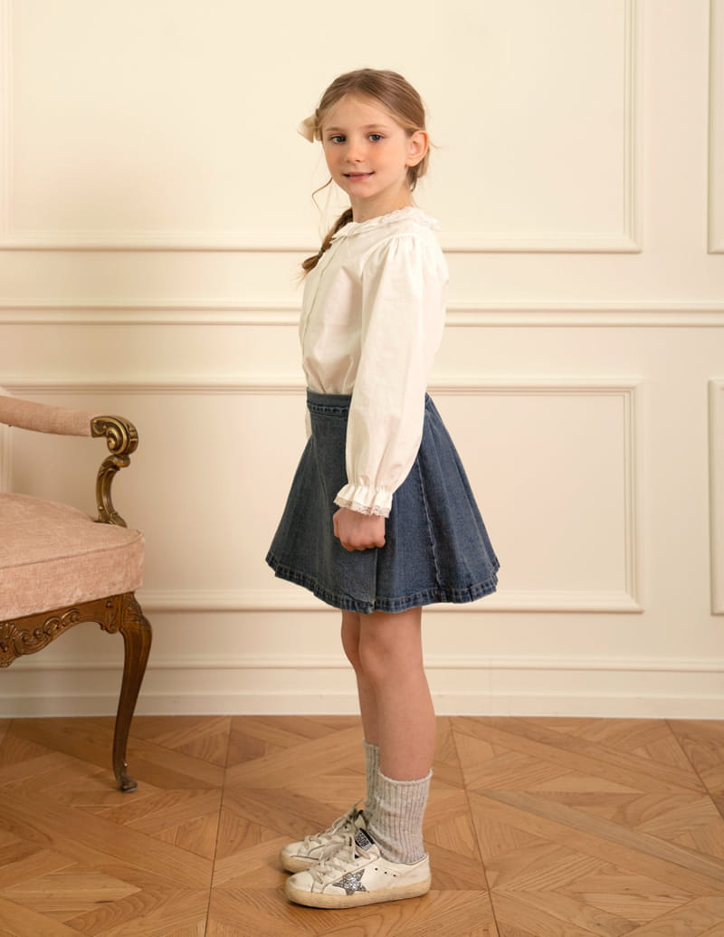Le Bev - Korean Children Fashion - #kidsshorts - Denim Pleats Skirt - 5