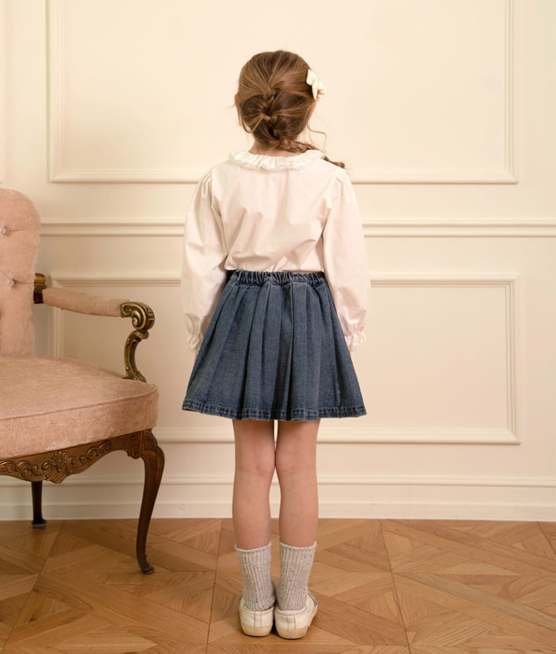 Le Bev - Korean Children Fashion - #kidsstore - Denim Pleats Skirt - 6