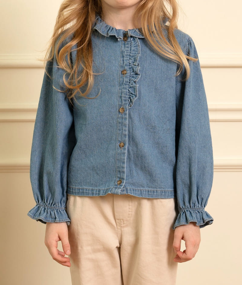 Le Bev - Korean Children Fashion - #toddlerclothing - Denim Frill Shirt - 6