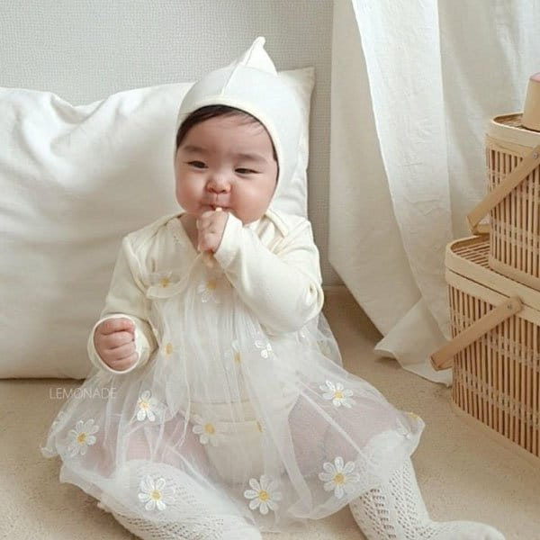 Lemonade - Korean Baby Fashion - #babyootd - Dandelion Embroidery Body Suit Set