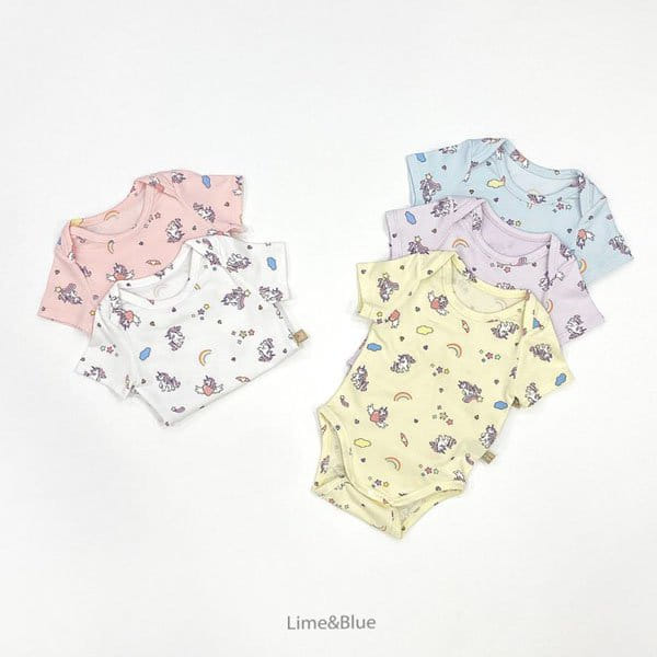 Lime & Blue - Korean Baby Fashion - #babyclothing - Unicorn Short Sleeve Body Suit