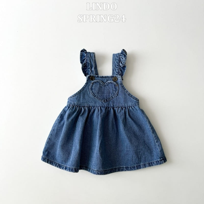Lindo - Korean Children Fashion - #designkidswear - Love Denim Dungarees One-Piece