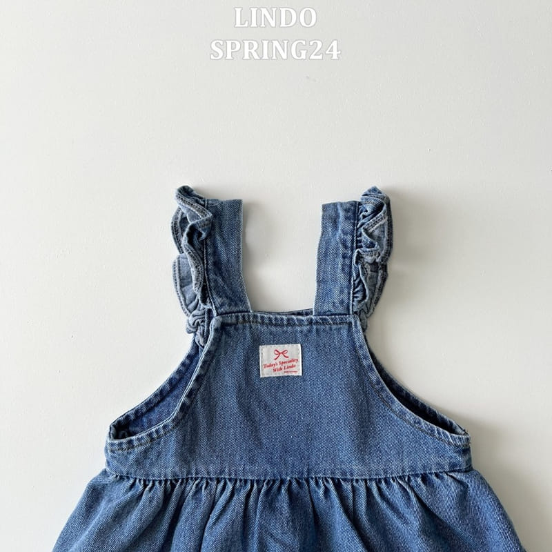 Lindo - Korean Children Fashion - #kidsstore - Love Denim Dungarees One-Piece - 5
