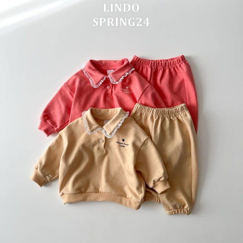 Lindo - Korean Children Fashion - #toddlerclothing - Mellow Collar Top Bottom Set