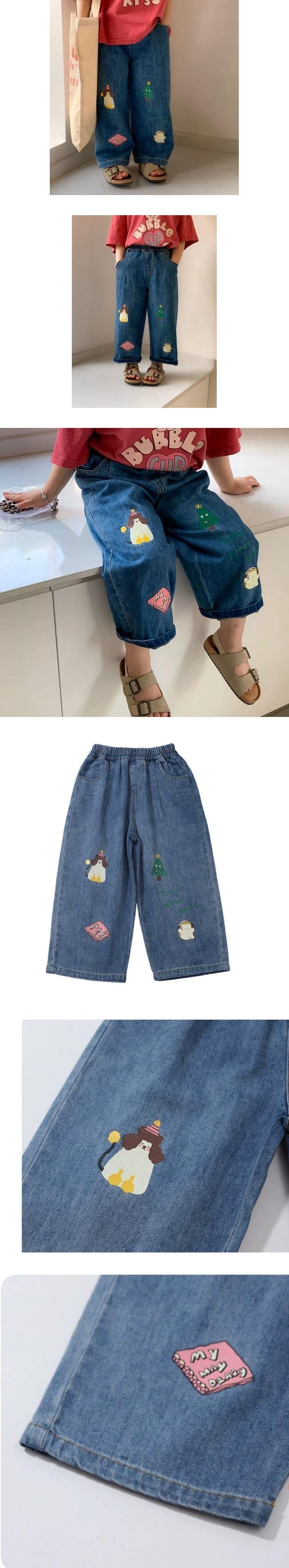 Little Rabbit - Korean Children Fashion - #childrensboutique - Painting Denim Pants - 2