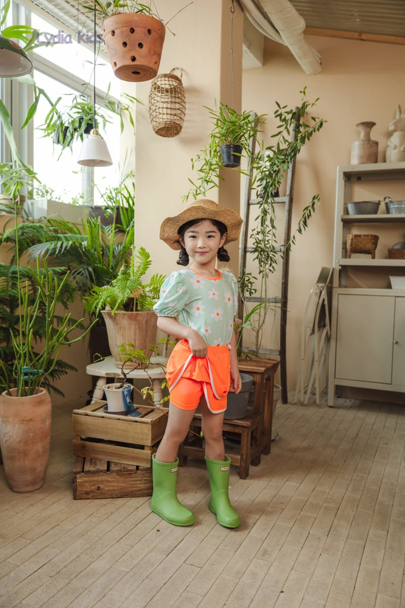 Lydia - Korean Children Fashion - #kidzfashiontrend - Happy Flower Skirt Pants Swimsuit - 4