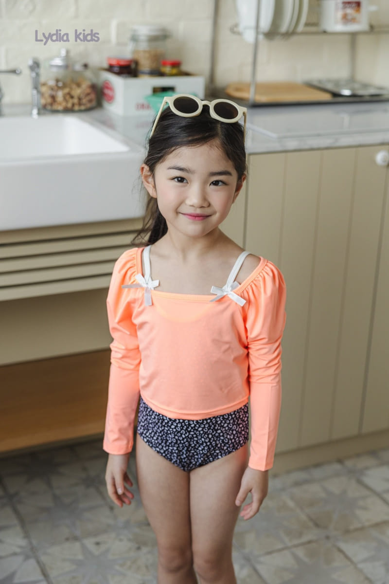 Lydia - Korean Children Fashion - #Kfashion4kids - Leopard Ribbon Swimsuit - 3