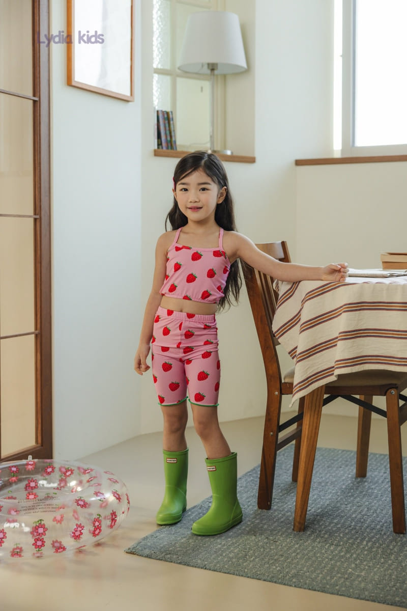Lydia - Korean Children Fashion - #stylishchildhood - Strawberry Crop Swimsuit Set - 4