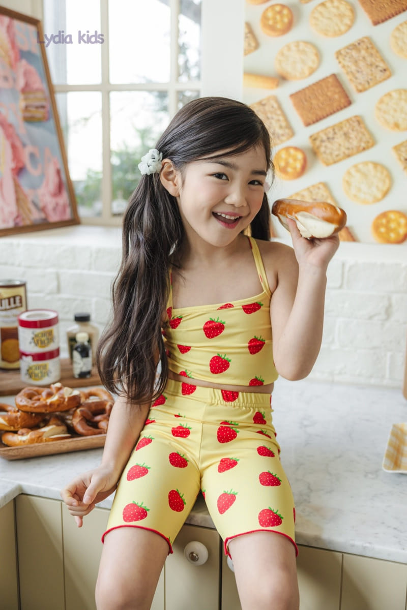 Lydia - Korean Children Fashion - #discoveringself - Strawberry Crop Swimsuit Set - 7