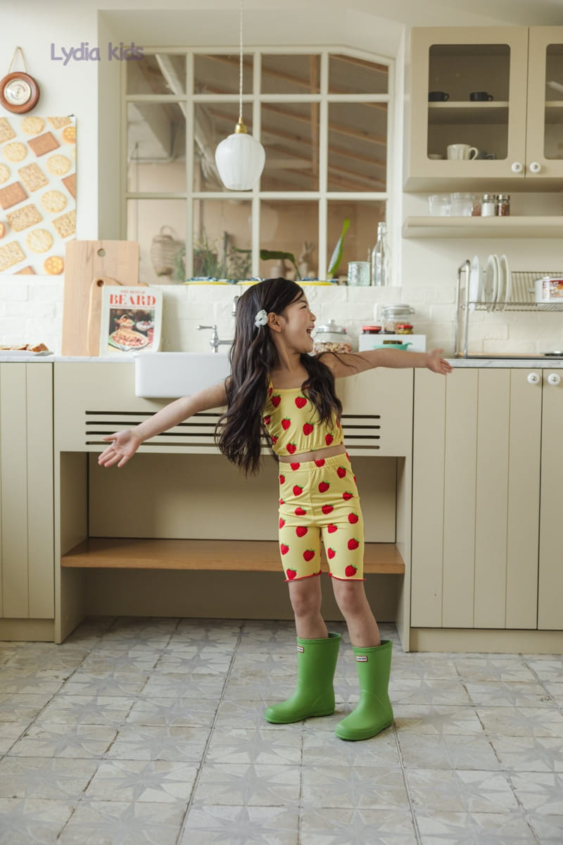 Lydia - Korean Children Fashion - #fashionkids - Strawberry Crop Swimsuit Set - 8
