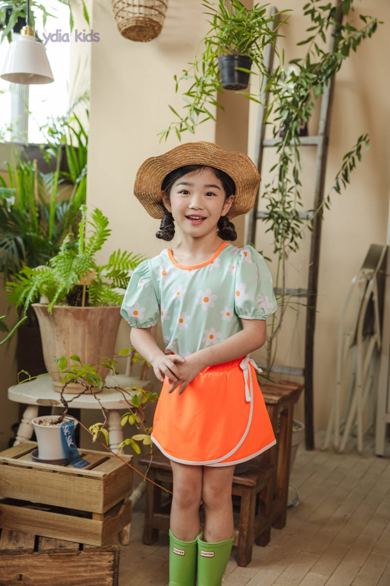 Lydia - Korean Children Fashion - #kidsshorts - Happy Flower Skirt Pants Swimsuit