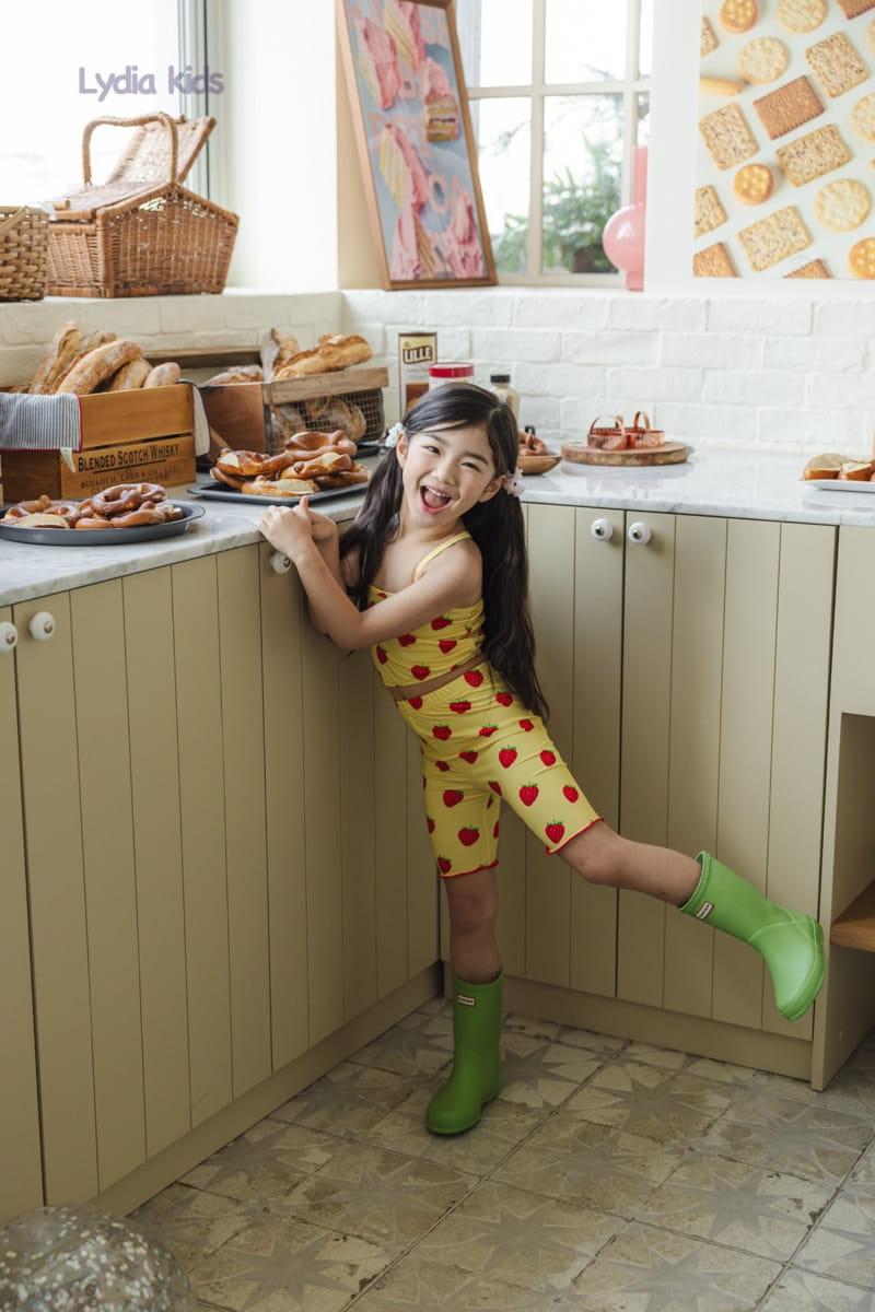 Lydia - Korean Children Fashion - #kidsstore - Strawberry Crop Swimsuit Set - 10
