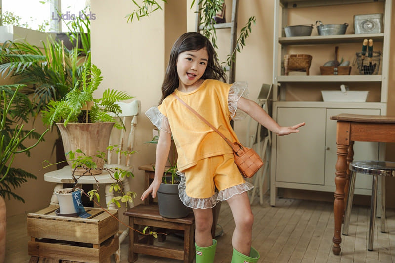 Lydia - Korean Children Fashion - #littlefashionista - Terry Shine Frill Top Bottom Set - 6