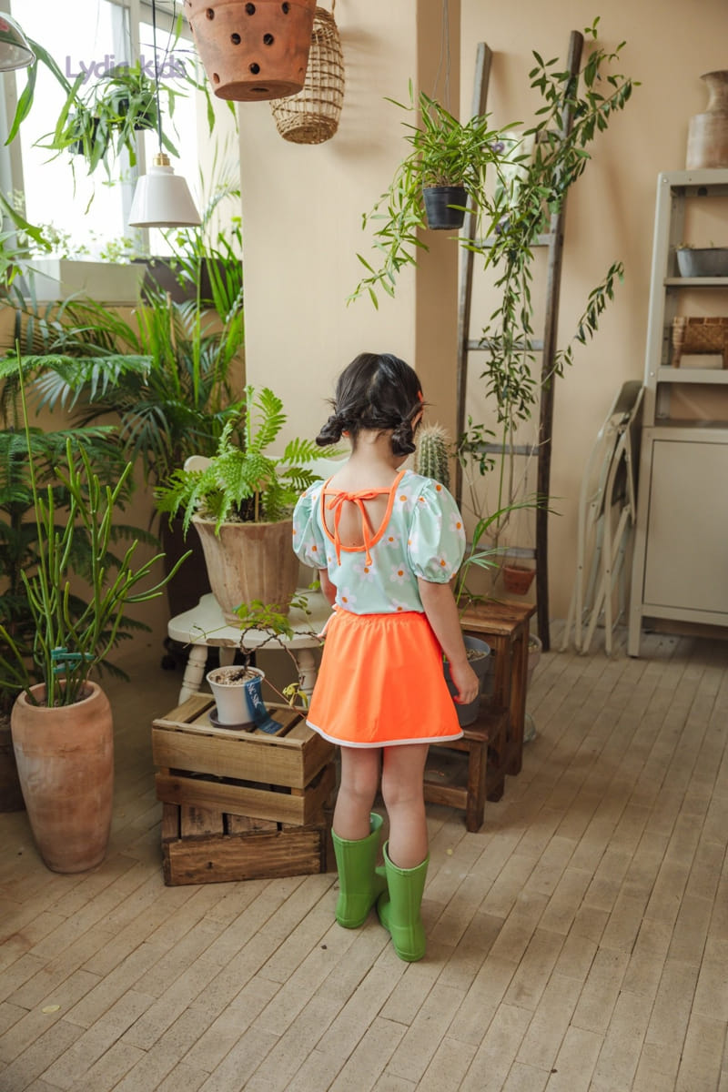 Lydia - Korean Children Fashion - #littlefashionista - Happy Flower Skirt Pants Swimsuit - 5