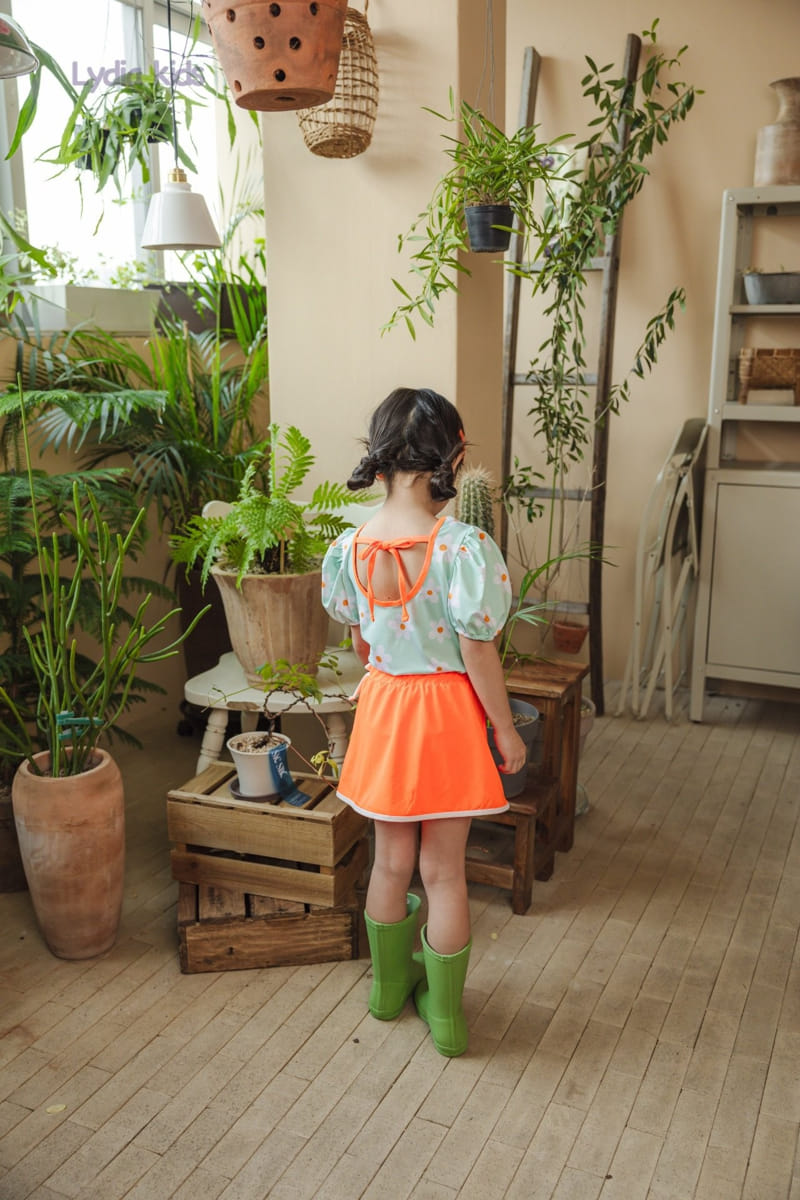 Lydia - Korean Children Fashion - #littlefashionista - Happy Flower Skirt Pants Swimsuit - 5
