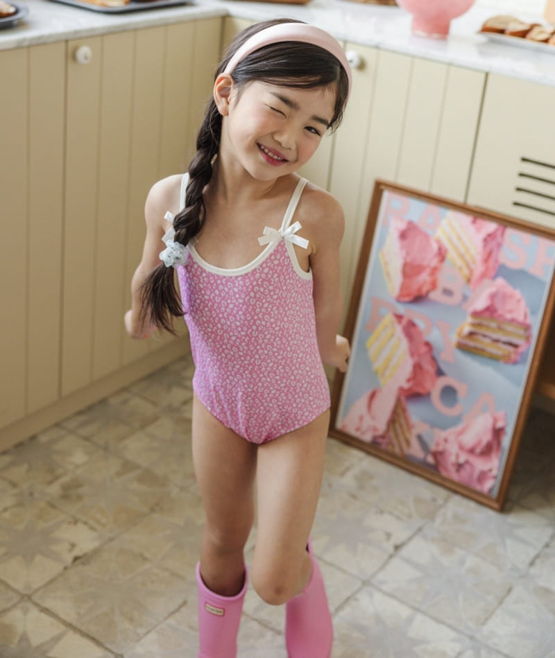 Lydia - Korean Children Fashion - #minifashionista - Leopard Ribbon Swimsuit - 6