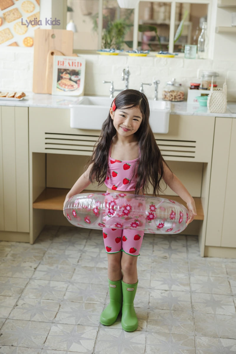 Lydia - Korean Children Fashion - #todddlerfashion - Strawberry Crop Swimsuit Set